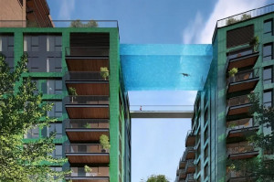 33米高悬在半空中透明玻璃游泳池 你敢游吗？
